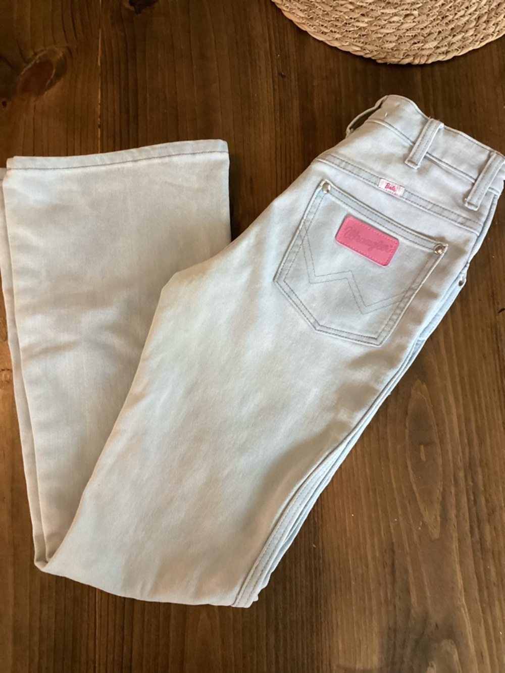 Mattel Women's Light Gray Skinny Jeans with Pink Patch